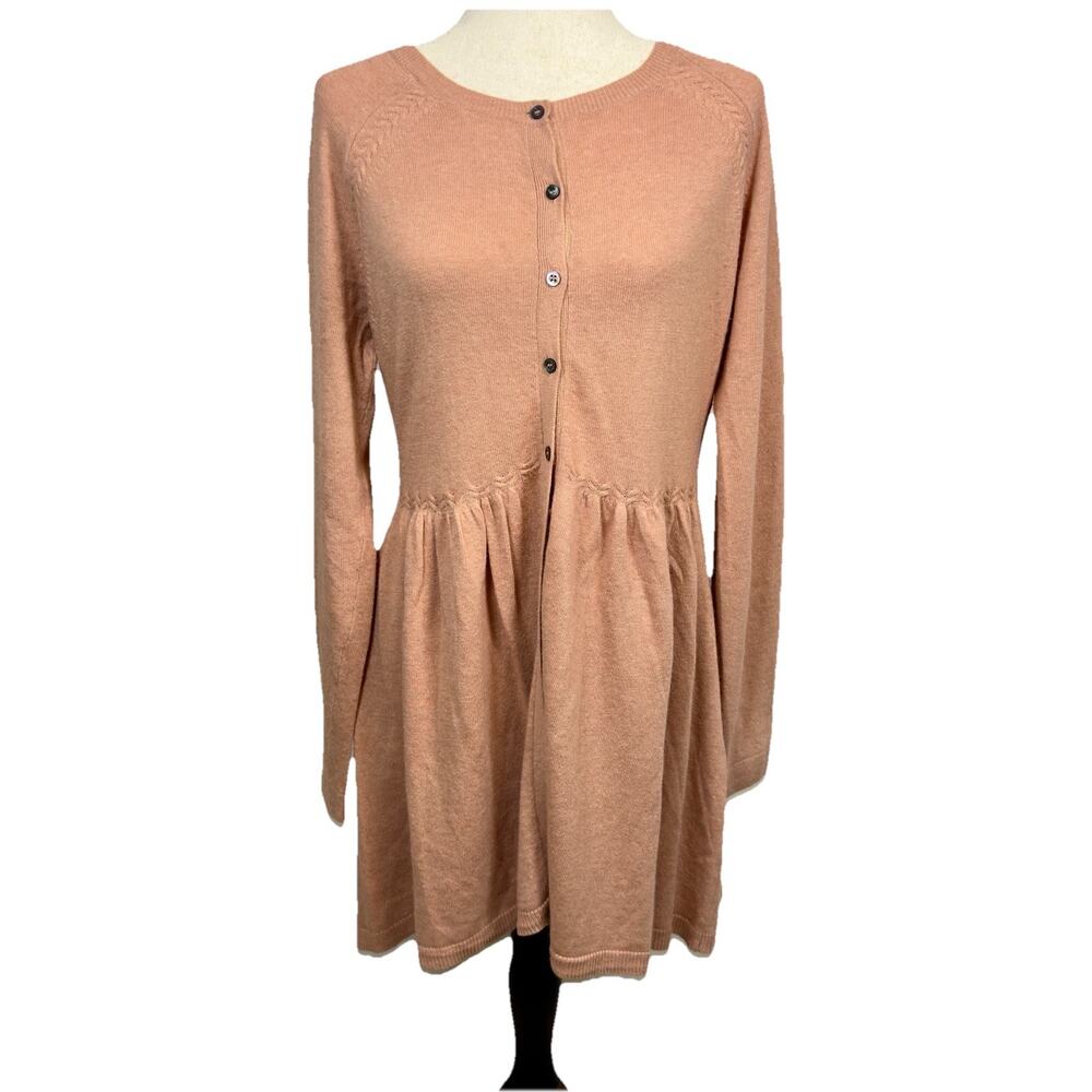 Sundance Med Cardigan Dress Pink Lambswool Cashmere Blend‎ Button Down Sweater